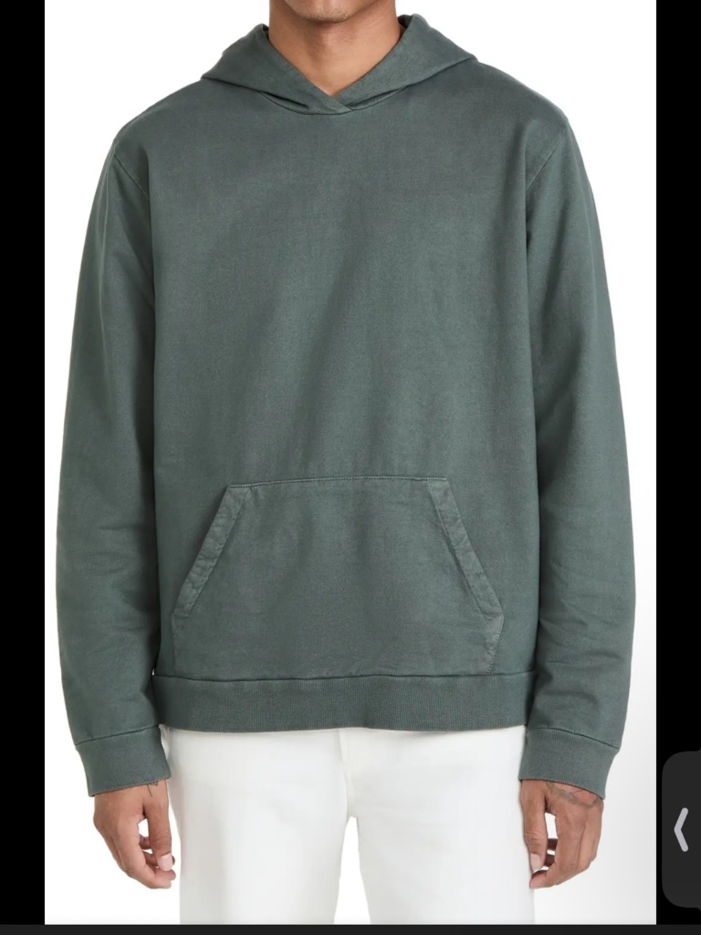 ONIA French terry Crewneck Hoodie sweatshirt in pine green, men sz large